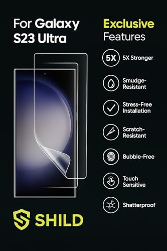 Image of SHILD Silicone - (2 Pack Full Screen Protector Guard For Samsung S23 Ultra (6.8-inch Screen Size) | Transparent Screen Guard For Galaxy S23 Ultra Fingerprint Support /S PEN Compatible /HD