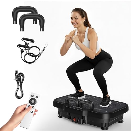 Vibrationsplatte, Heim-Vibrationsplattenbewegung, 1-180 Verschiedene Vibrationsintensitäten, verwendet zur Stärkung der Muskeln, zur Fettreduzierung und zum Ganzkörpertraining, Schwarz