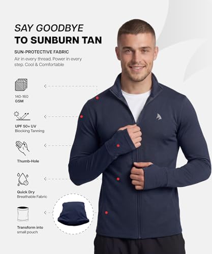 Image of ZENSHARK UPF 50+ Sunscreen Jacket for Men & Women | UV Protection Anti-Tan Jacket, Full Sleeve Quick-Dry Breathable | Lightweight Running, Cycling, Cricket, Trekking | S-3XL