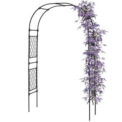 Lalahoni Garden Arch Arbor Trellis, 8ft Tall Outdoor Archway for Climbing Plants, Durable Garden Arch for Lawn, Party, Ceremony Wedding Decoration, Black