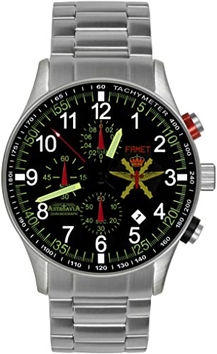 Preisvergleich Produktbild Astroavia Herren-Armbanduhr Chronograph massives Edelstahl Armband militär FN37S