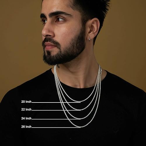 LeCalla Solid 925 Sterling Silver, 18K Gold Plated & Rhodium Plated 2 MM Diamond-Cut Braided Rope Chain Necklace for Men Women (18, 20, 22, 24, 26 Inches), Made in Italy - Image 5