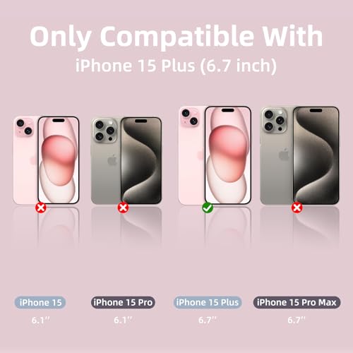 K TOMOTO Magnetic Case Compatible with iPhone 15 Plus Translucent Matte Phone Case with Camera Lens Guard, Rugged Protective Cover 6.7-Inch, Light Pink — view 2