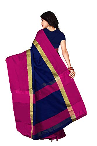 Image of DHRUVI TRENDZ Women's Banarasi Cotton Silk Saree (Dupli-S1275 Purple)