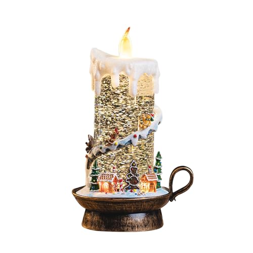 Christmas Snow Globe Candle, Christmas Bear Snow Globe Lantern Music Box, 9 Inch Festive Home Decor for Indoor Holiday Tabletop