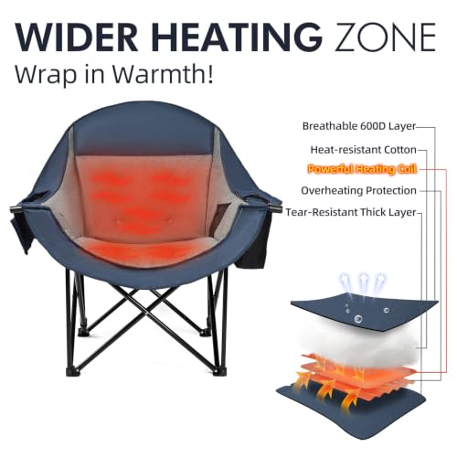 Image of Heated Oversized Camping Chair 2 Pack - Heavy Duty Padded Outdoor Chairs