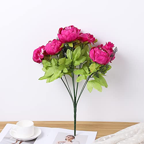 Duovlo Springs Flowers Artificial Silk Peony Bouquets Wedding Home Decoration,Pack Of 1 (Spring Hot Pink) #TOP1