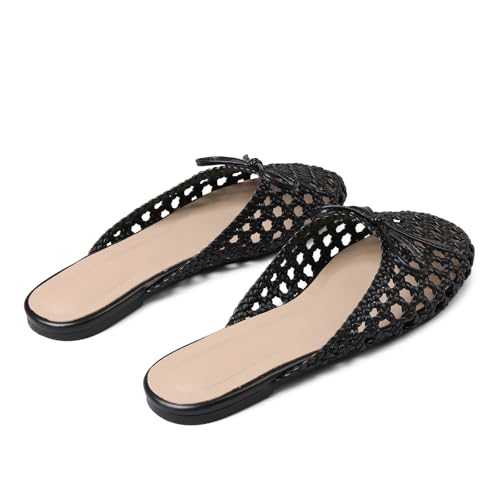Image of Women's Mesh Mules Breathable Slip-On Net Flats Lightweight Mesh Ballet Flats for Women for Casual Or Indoor Wear