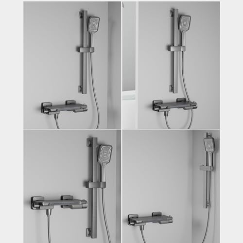 Robinet de bain cascade gris avec kit de douche sur rail - 7