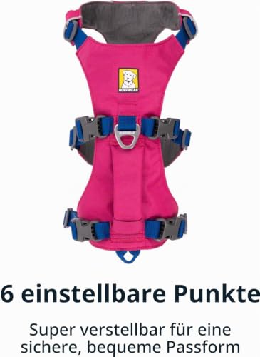 Ruffwear Flagline Hundegeschirr mit Griff, Lleichtes, Verstellbares Gehgeschirr, 3 Leinenbefestigungspunkte, verstärktes Gurtband und starker V-Ring aus Metall Alpenglow Pink Small
