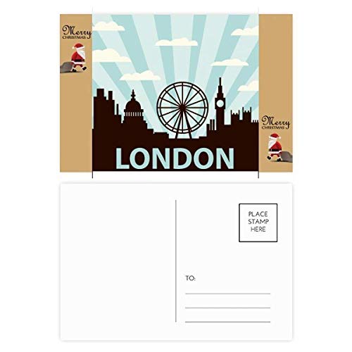 Cartes postales de remerciement London Eye avec silhouette britannique pour fête de Noël x20