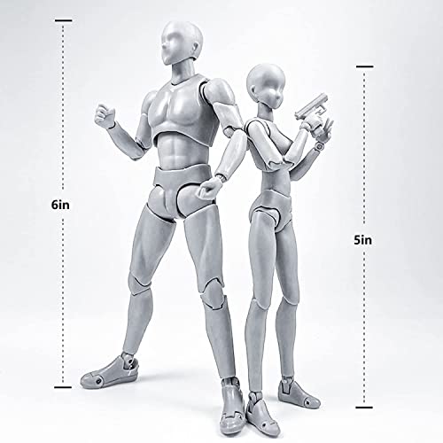 Cuyufia Action Figures Body-Kun Dx & Body-Chan Dx Pvc Model Shf(Grey Color) With Box Drawing Figure Models For Artists (Male+Female) #TOP2