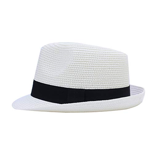 Kids Boys Girls Summer Panama Straw Fedora Hat Short Brim Beach Sun Cap2