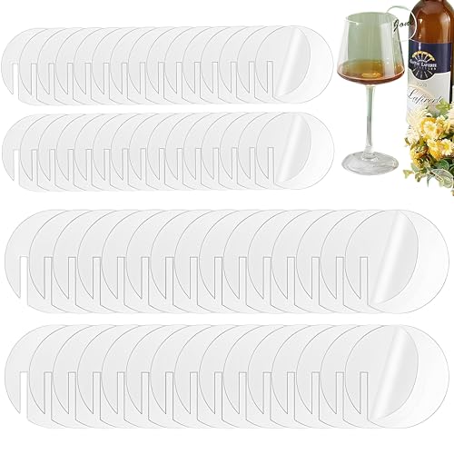 Bssowe 60 Piezas Adornos Copa Vino Acrílico, Marcadores Acrílicos De Bebidas, Diy Acrílico Bebida Etiqueta Vino, Círculo Etiquetas Bebida, Para Nombres De Bricolaje, Bodas, Fiestas, Bar