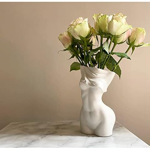 Cutfouwe Weibliche Körpervase Deko Vase Weiß Keramik Vase Pampasgras Blumenvase Menschliches Körper Form Minimalistische Dekorative Vase Cover