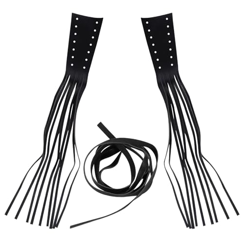 Cubiertas de manillar con borlas de cuero negro para palancas de moto