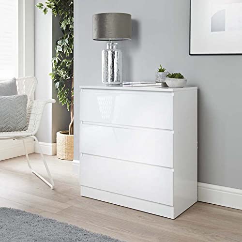 Buy spot on dealz® White High Gloss 3 drawer Modern Slim Side chest