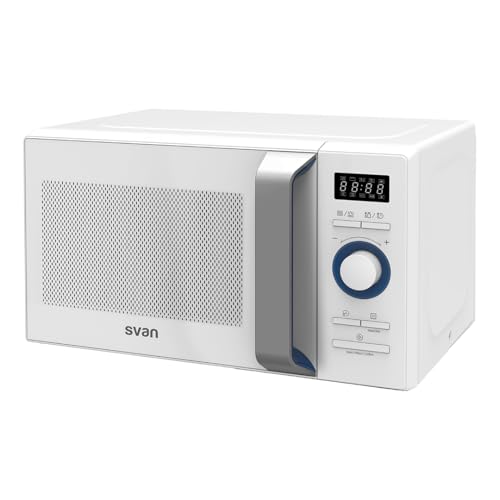 Svan Microondas 20 Litros Libre instalación Libre instalación con Grill Blanco SVMW820CB. 800W, Grill 1000W, 8 Programas, Modo Descongelación, Revestimiento Interior, Fácil Limpieza, Temporizador 95mi