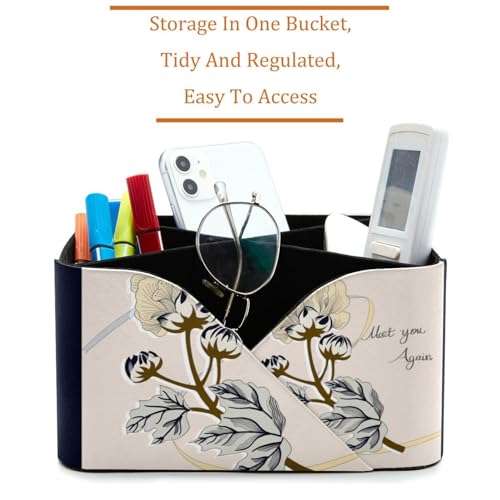 Porte-stylos rectangulaire à motif feuille et double compartiment pour bureau