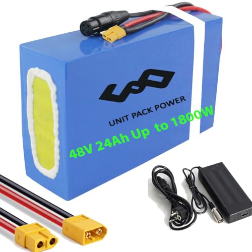 Batterie 48V 24Ah- Batterie de vélo électrique pour 1000W 1200W 1500W1800W 2000W E- Scooter Ebike Motor - Litio Batterie 48volt kit de Conversion ebike...
