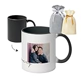 【温度が変わるとプリントした写真が浮き出る 写真プリント無料】マグカップ コップ 写真 名入れ オリジナルギフト (全面ブラック/電子レンジOK/食洗器対応 / 8cm×10cm) フォト カップル サプライズ