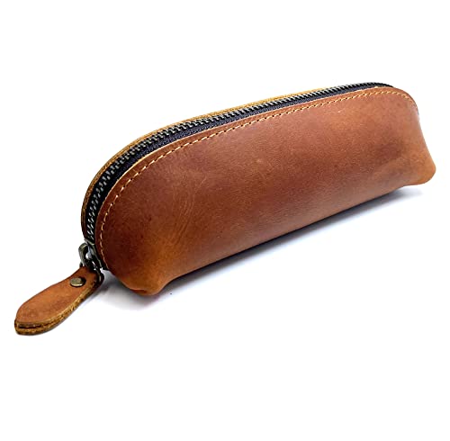 Craoopii Leather Pencil Case Pencil Bag Pouch With Zipper Pen Holders Handmade Genuine Leather For Men Women Businessmen And Artists Home Work Office. (Brown) #TOP20