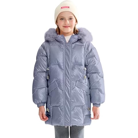 YXP Girl's Winter Warm Parka Jackets Puffer Long Thicken Coat with Faux Fur Lined Hood(Bright Purple,8) Cover