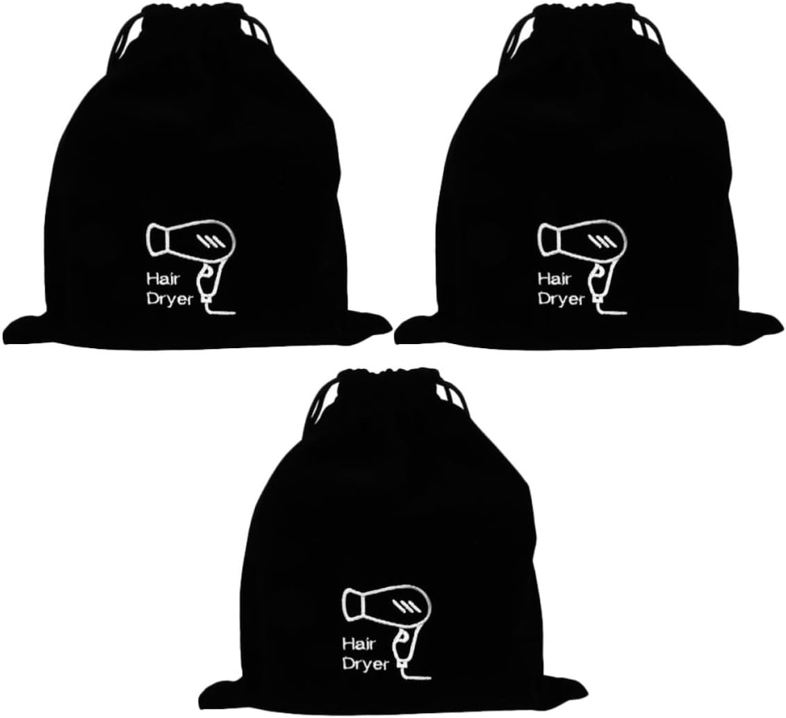 COHEALI 3pcs Travel Hair Dryer Storage Bag Velvet Drawstring Pouch Lightweight and Protective Hair Tool Organizer for Travel and Moving with Simple Stylish Design