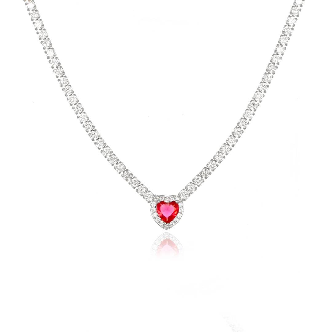 Sakrami COLLANA PAVÉ HEART IN ARGENTO 925 DA DONNA, RAGAZZA CON CUORE ZIRCONATO – MADE IN ITALY + CONFEZIONE REGALO PERSONALIZZATA