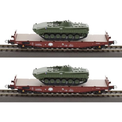 Tillig 70055 H0 2er Set Schwerlastwagen Rmms 3960 mit Zwei Panzern, DR, Ep.IV