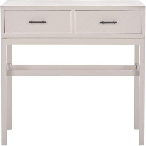 SAFAVIEH Home Collection Ajana - Mesa consola gris con 2 cajones para sala de estar, vestíbulo, dormitorio, pasillo, entrada, oficina en casa