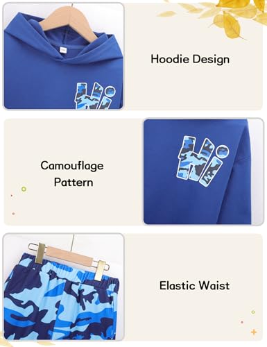 Boys Clothes Long Sleeve Hooded Sweatshirt Top Camouflage Sweatpants Fall Winter Kid Outfits Set 6-14T