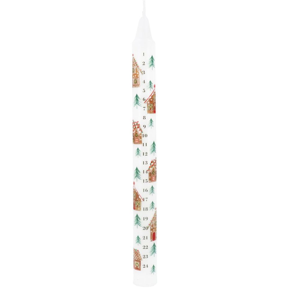 Gisela Graham White Christmas Advent Candle Gingerbread House