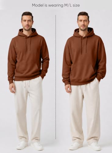 Image of JMIERR Mens Fleece Lined Hoodie Pullover Drawstring Pocket Winter Warm | Cozy fleece-lined pullover, adjustable drawstring hood, kangaroo pocket, regular fit, machine wash