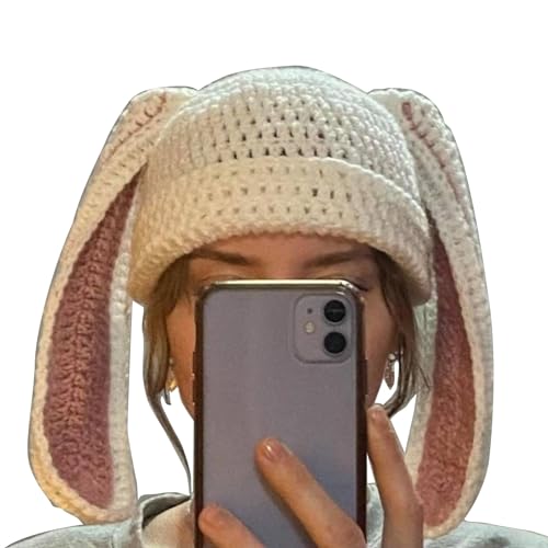 Bonnet tricoté avec oreilles de lapin pour femme qui protège du vent glacial