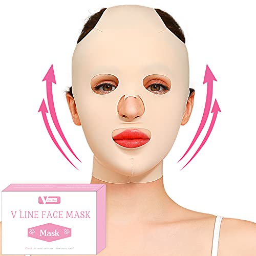 Reusable Facial Slimming Mask Anti Wrinkle V Full Face Lifting Chin Cheek Lift up Slim Belt Band Strap Slimming Thin Mask Sleeping Belts (Full Face Belts)