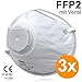 Produktbild Gamma 3er Pack FFP2 Atemschutzmaske mit Ventil - N95 Atemmaske Mundschutz mit Filter für Erwachsene & Kinder  Staubschutz Stoff Einweg Einmal Halbmaske - Keine FFP3 Maske  (3-lagig)