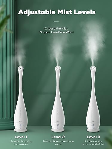 Aiheal Humidifier For Bedroom, 5L Cool Mist Floor Humidifiers For Large Room, Quiet Ultrasonic Humidifier With Smart Humidistat Mode And Essential Oil Diffuser, Baby Humidifiers With Sleep Mode, White #TOP6