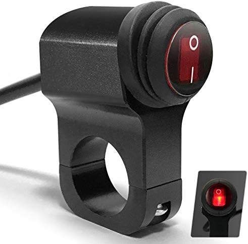 ATV Light Switch 12V Handlebar Switch Waterproof Motorcycle Light Switch CNC Aluminum Alloy Handlebar Toggle Switch for Motorcycle ATV UTV- Fits 7/8" Handlebars (22mm) Red 1 Piece