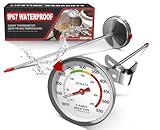 BOMATA 2-Pack Candy Thermometer with Pot Clip, Hands-Free Use, Waterproof IP67 and 2.5' Display Deep Fry Oil Thermometer with NSF Certified, for Cooking, Food, Turkey, BBQ, Grill... Mth400 Silver