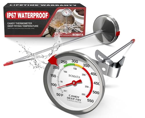 BOMATA 2-Pack Candy Thermometer with Pot Clip, Hands-Free Use, Waterproof IP67 and 2.5' Display Deep...