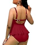 Best Peplum Swimsuits for Women Over 50: Stylish and Flattering Picks 5 Yonique Women Plus Size 2 Piece Tankini Swimsuits Ruched Bathing Suits Peplum Swimwear Scalloped Swimsuits Burgundy 16 Plus