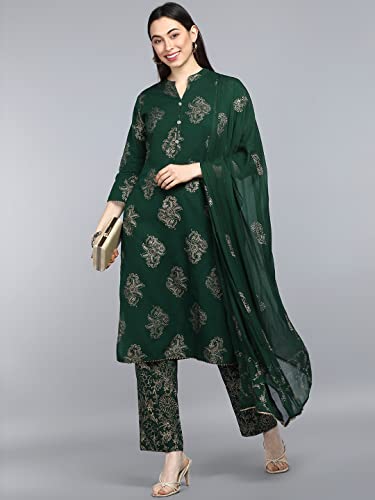 Image of Vaamsi Women Cotton Kurta Palazzo With Dupatta Set