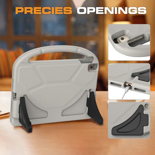 Image of Kids Case for iPad 9th /8th /7th Generation, iPad 10.2 Kids Case with Built-in Screen Protector, Durable Shockproof Handle Stand Protective Cover for iPad 10.2 Inch 2021 /2020 /2019, Light Gray