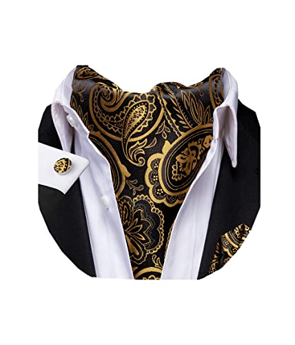 Image of Dubulle Paisley Floral Ascot for Men Self Tie Mens Cravat and Pocket Square Cufflinks Wedding