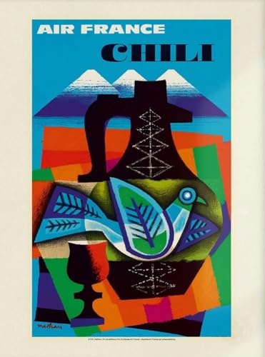 Affiche Air France Chili 1962 Nathan pour decoration bureau retro