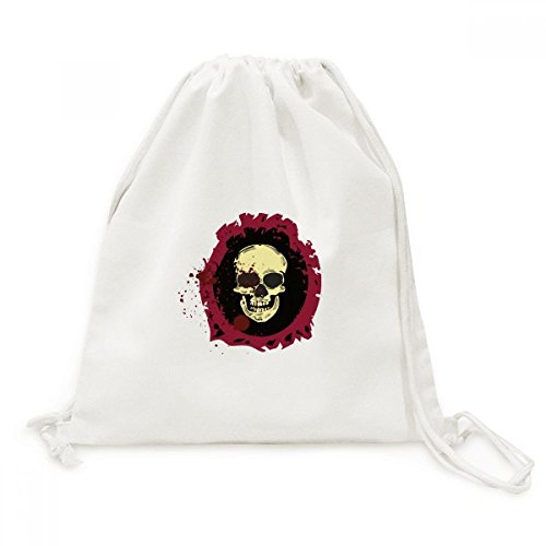 Sac à cordon Halloween crâne entier en toile pour voyage et loisirs