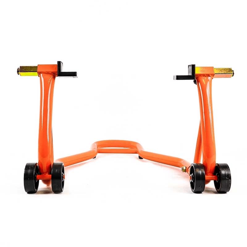 Béquille lève-Moto d'atelier avec Supports pour Roue arrière à Patins (Prise sous Bras oscillant) - Orange
