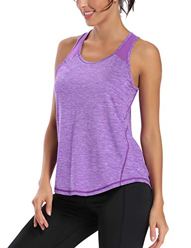 Image of Aeuui Womens Workout Tops for Women Racerback Tank Tops Mesh Yoga Shirts Athletic Running Tank Tops Sleeveless Gym Clothes