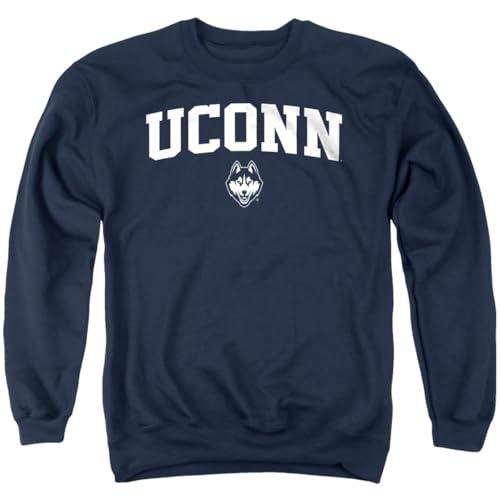 LOGOVISION University of Connecticut One Color Arched Unisex Adult Crewneck Sweatshirt Navy Medium
